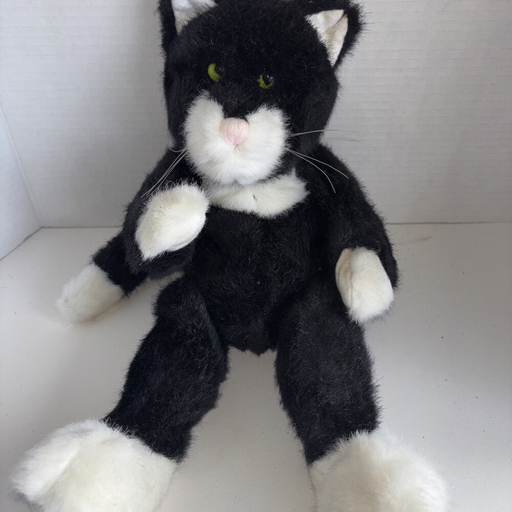Boyds Bear Vintage 1985 LBlack & White Cat Plush Stuffed Animal 14"